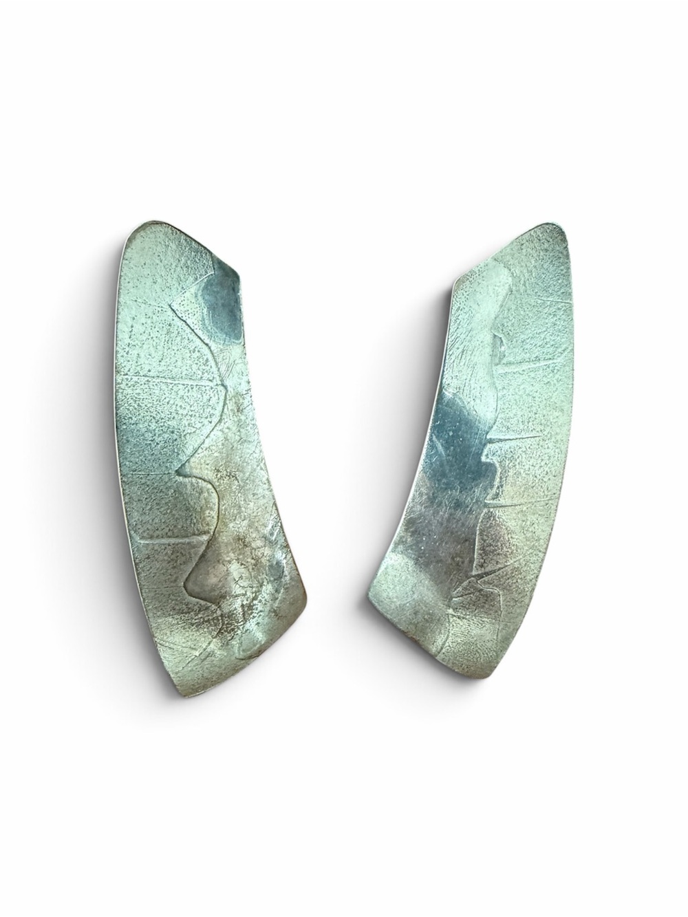 Silver modernist Betty Helen Longhi Studio Art Jewelry rare earrings signed